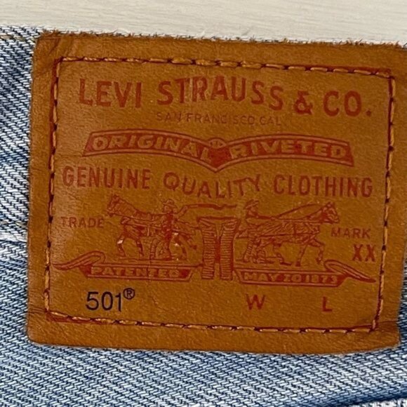 Levis 501 premium big E High Waisted raw hem Shorts 100% cotton faded 26 - Picture 9 of 11